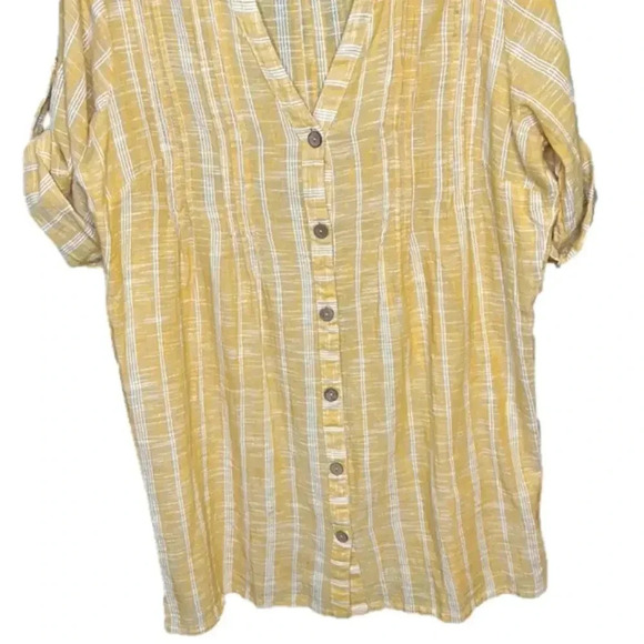 Club Z Collection Vintage Mustard Yellow Cotton Striped Tunic Dress - Picture 5 of 8